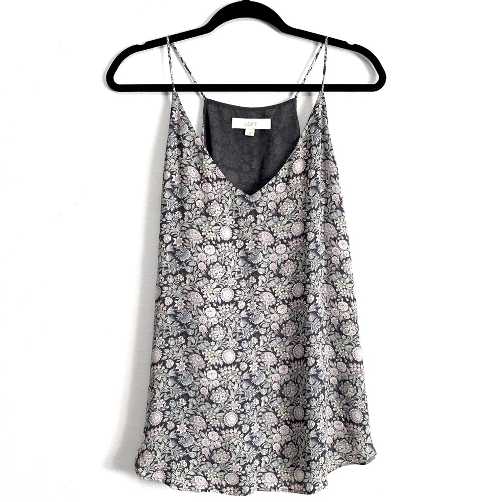 LOFT Floral Print V-Neck Chiffon Camisole